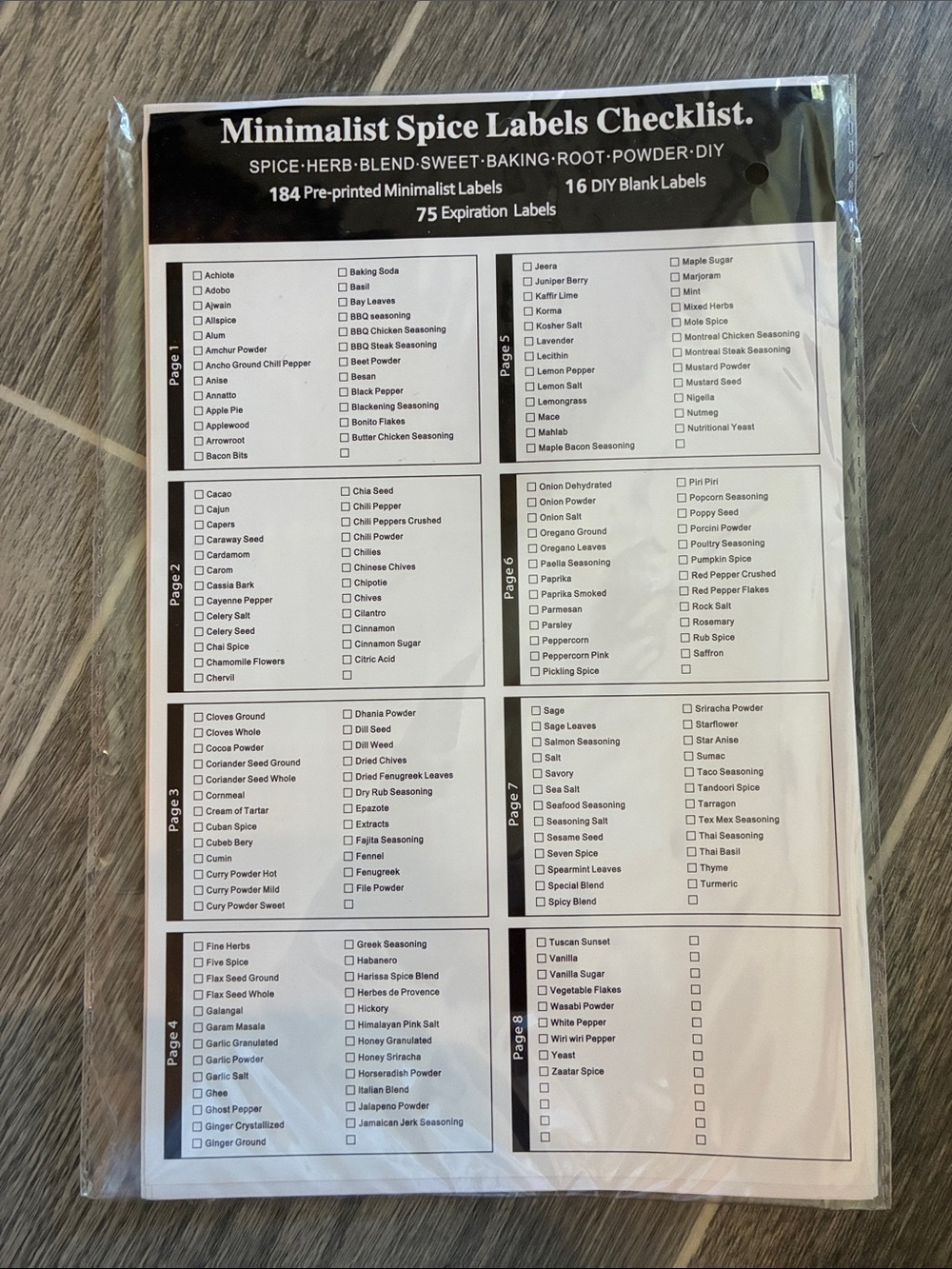 Spice and Herb Labels